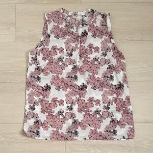 3/$10 Antilia Femme Floral Sleeveless Blouse - Pink and White